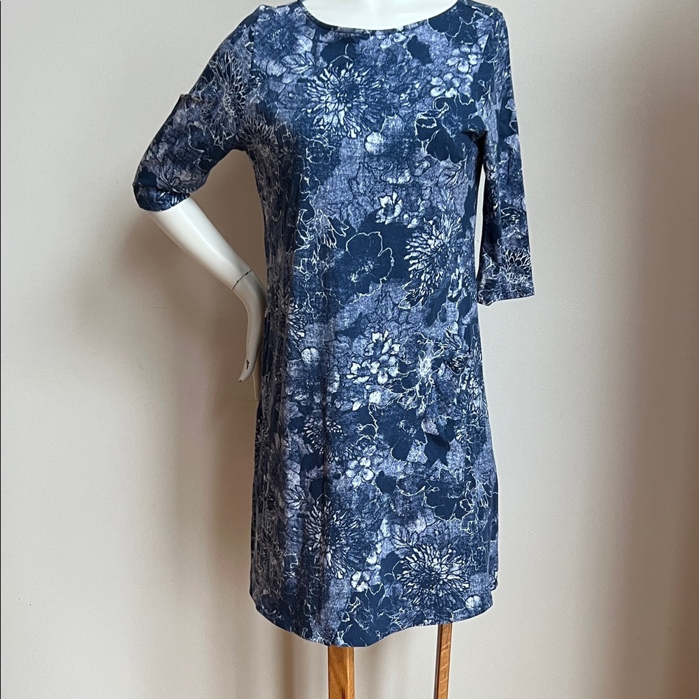 J. Jill Blue wrap style Floral Dress with pocket